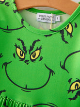 Load image into Gallery viewer, Christmas Green Cartoon Characters Print Girls Dress
