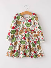 Load image into Gallery viewer, Winter Christmas Character Cookie Print Girls Dress