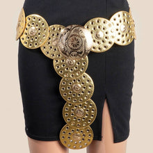 Load image into Gallery viewer, Faux Leather Grommet Disc Chain Belt - $29.99