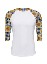 Load image into Gallery viewer, Sunflower Plaid White Polyester Top with Transfer $26.99