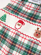 Load image into Gallery viewer, Christmas Jonjon Plaid Smocking Embroidered Boys Romper