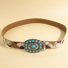 Load image into Gallery viewer, Turquoise Stone Western Concho Buckle Belt - $17.99