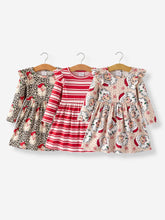 Load image into Gallery viewer, Christmas Santa Character Stripe Print Dress Set (3 Pieces)