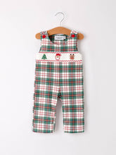 Load image into Gallery viewer, Christmas Jonjon Plaid Smocking Embroidered Boys Romper