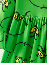 Load image into Gallery viewer, Christmas Green Cartoon Characters Print Girls Dress