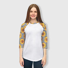 Load image into Gallery viewer, Sunflower Plaid White Polyester Top with Transfer $26.99