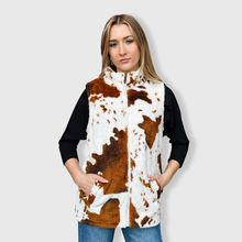 Load image into Gallery viewer, Sherpa Brown Cow Vest Women $24.00