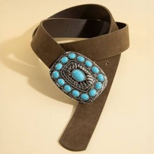 Load image into Gallery viewer, Turquoise Stone Western Concho Buckle Belt - $17.99