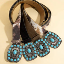 Load image into Gallery viewer, Turquoise Stone Western Concho Buckle Belt - $17.99