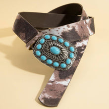 Load image into Gallery viewer, Turquoise Stone Western Concho Buckle Belt - $17.99
