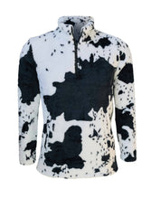 Load image into Gallery viewer, Cow Print Black White Sherpa Pullover Women: XLarge