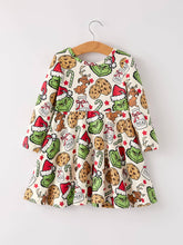 Load image into Gallery viewer, Winter Christmas Character Cookie Print Girls Dress