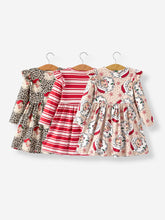 Load image into Gallery viewer, Christmas Santa Character Stripe Print Dress Set (3 Pieces)