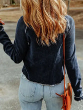 Load image into Gallery viewer, Blue Textured Round Neck Long Sleeve Top