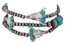 Load image into Gallery viewer, 3 Layer Navajo Pearl &amp; Stone Stackable Stretch Bracelet