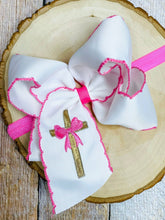 Load image into Gallery viewer, Cross Moonstitch Embroidered Bow Headband