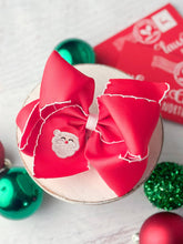 Load image into Gallery viewer, Santa Embroidered Moonstitch Hair Bow $8.00