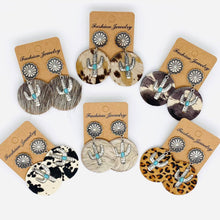 Load image into Gallery viewer, Western Style Cactus Animal Skin Double Charm Earrings - WJ