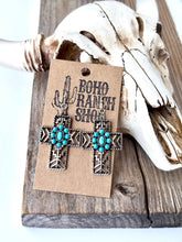 Load image into Gallery viewer, Western Filigree Turquoise Stone Dangle Earrings