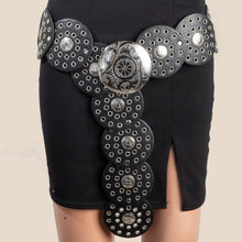Load image into Gallery viewer, Faux Leather Grommet Disc Chain Belt - $29.99