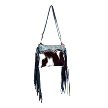 Load image into Gallery viewer, #22 Lizzy's Boutique Mescalaro Hill Leather &amp; Hair on Bag in Coal - $51.99