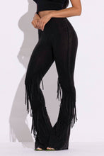 Load image into Gallery viewer, Mineral washed fringe flare pants - $39.00