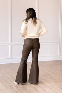 The Brandy Rustic Leather Bellbottoms: Brown / 10