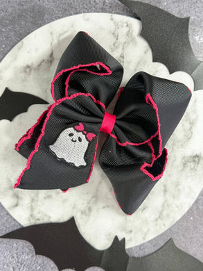 Cute Ghost Embroidered Moonstitch Hair Bow $8.00