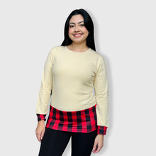 Load image into Gallery viewer, Color Block Beige Red Plaid Top - $26.99