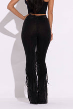 Load image into Gallery viewer, Mineral washed fringe flare pants - $39.00