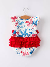 Load image into Gallery viewer, 4th of july Bow Print Girls Romper - $25.99