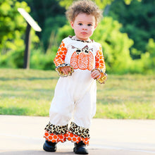 Load image into Gallery viewer, AnnLoren Baby Girls Orange pumpkin Fall Thanksgiving Romper: 12-18 Mo