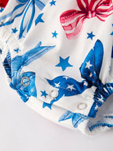 Load image into Gallery viewer, 4th of july Bow Print Girls Romper - $25.99
