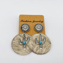 Load image into Gallery viewer, Western Style Cactus Animal Skin Double Charm Earrings - WJ