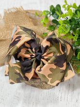 Load image into Gallery viewer, Camo Texas Size Knot Hair Bow - $10.00