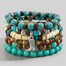 Load image into Gallery viewer, Assorted Western Charms Wooden Beads Bracelet Set