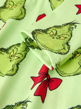 Load image into Gallery viewer, Winter Christmas Tree Bow Character Print  Green Girls Dress