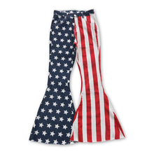 Load image into Gallery viewer, Stars and stripe women denim pants adult 4th of July jeans - $47.99