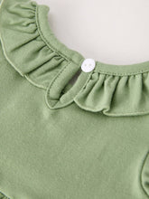 Load image into Gallery viewer, Fall Thanksgiving Chicken Smock Embroidered Green  Baby Girl Romper