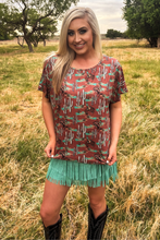 Load image into Gallery viewer, FORT WORTH FRINGE SKIRT TURQUOISE - $45.90