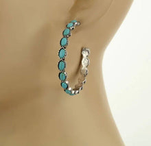Load image into Gallery viewer, Western Turquoise Hoop Stone Earrings