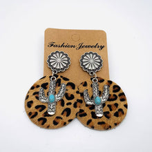 Load image into Gallery viewer, Western Style Cactus Animal Skin Double Charm Earrings - WJ
