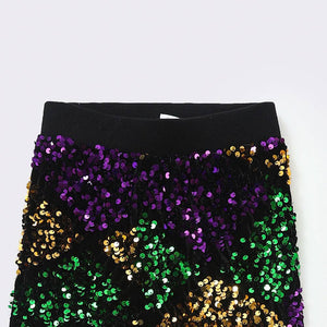 Girls Mardi Gras Sequin Flare Pants: 2T