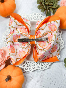 Double Layered Pumpkin Hair Bow $10.00