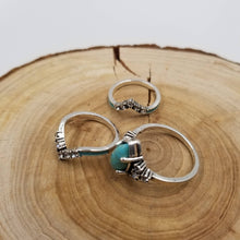 Load image into Gallery viewer, Silver Vintage Turquoise &amp; Diamond Ring Set Of 3 - $9.99