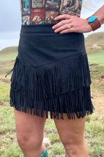 Load image into Gallery viewer, FORT WORTH FRINGE SKIRT BLACK - $45.90