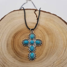 Load image into Gallery viewer, Turquoise Cross Necklace