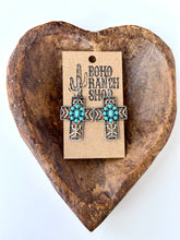 Load image into Gallery viewer, Western Filigree Turquoise Stone Dangle Earrings