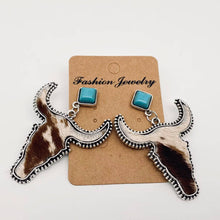 Load image into Gallery viewer, Western Style Cowhide Cowhead Shape Stud Earrings - WJ