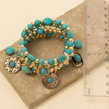 Load image into Gallery viewer, Turquoise Western Charms Beaded Bracelet Set